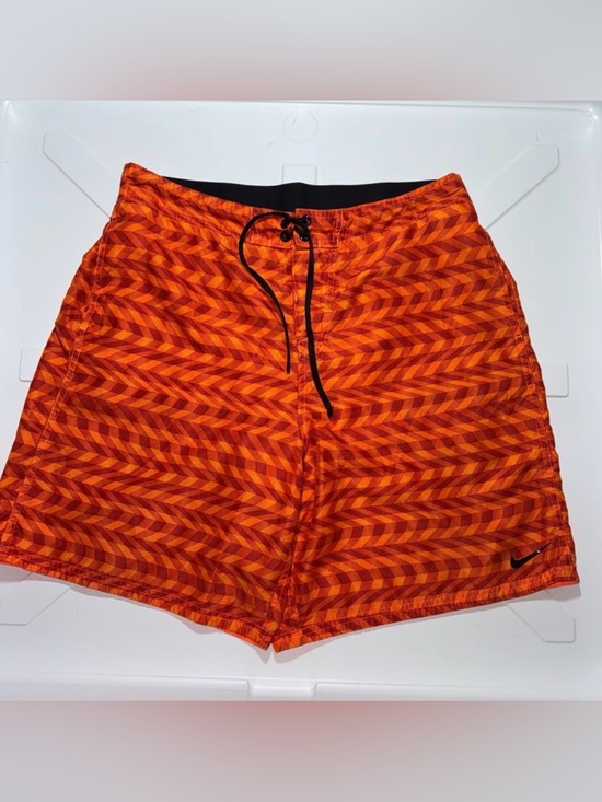 Nike Other - Nike Men’s XL Swim Trunks Orange Geometric Beach Shorts Lined Drawstring